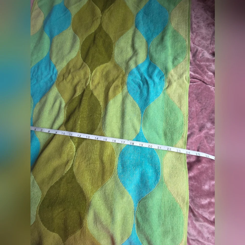Vtg Cannon Seven Seas BATH Towel 70's Retro Fringe Cotton